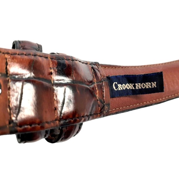 Bally Brown Bella Croc Leather Belt. SIZE : 34 / 85 USA Crook Horn handmade USA - Picture 4 of 9